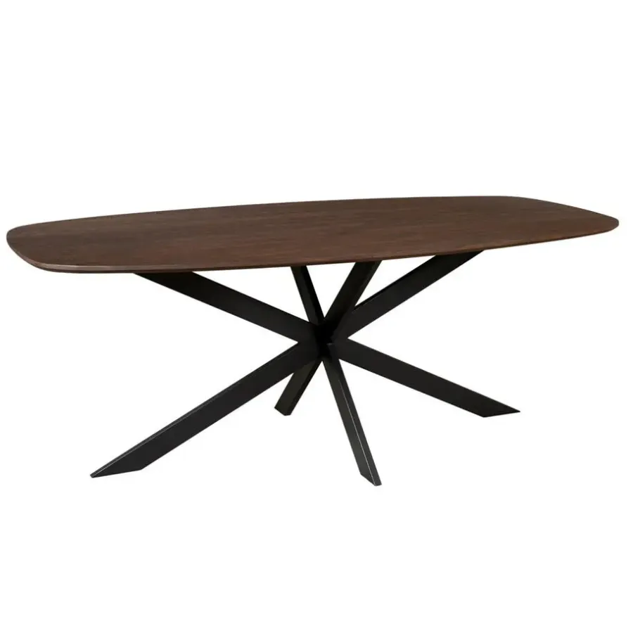 Houten Eettafels|Ovale Eettafels-StarFurn Eettafel Deens Ovaal Bruin Hout - 280x120x76cm - Ferris