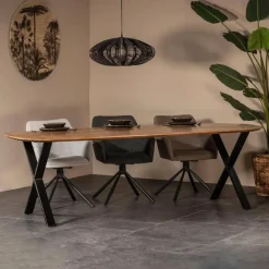 Giga Meubel Eettafel Deens Ovaal 200cm - Bruin - Mangohout - Tafel Gordon