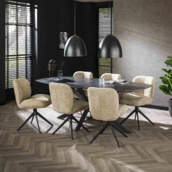 Giga Living Eettafel Deens Ovaal 215cm - Zwart Marmerlook - 6-8 Personen