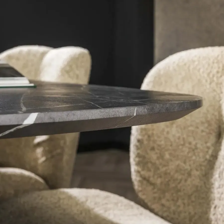 Giga Living Eettafel Deens Ovaal 215cm - Zwart Marmerlook - 6-8 Personen