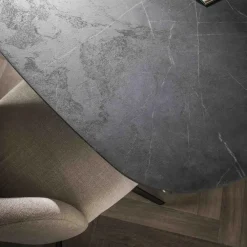 Giga Living Eettafel Deens Ovaal 215cm - Zwart Marmerlook - 6-8 Personen
