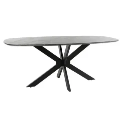 Ovale Eettafels-Giga Living Eettafel Deens Ovaal 180cm - Zwart Marmerlook - 4-6 Personen