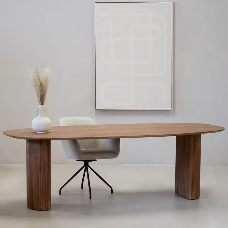 Ovale Eettafels-Giga Meubel Eettafel Deens Ovaal 300cm - Bruin Mangohout - Feline