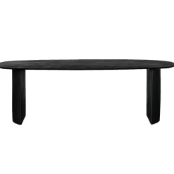 Giga Meubel Eettafel Deens Ovaal 220cm - Zwart Mangohout - Feline