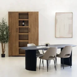 Giga Meubel Eettafel Deens Ovaal 220cm - Zwart Mangohout - Feline