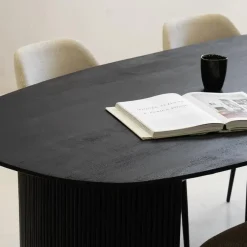 Giga Meubel Eettafel Deens Ovaal 220cm - Zwart Mangohout - Feline