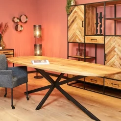 Industriële Eettafels-StarFurn Eettafel Deens Ovaal Naturel - 200x100x76cm - Elegance