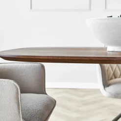 Dimehouse Eettafel deens ovaal Paris walnoot finish 200x100 cm - Hout - Bruin