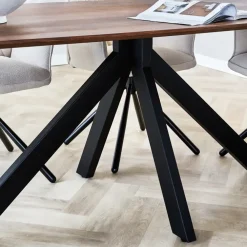 Dimehouse Eettafel deens ovaal Paris walnoot finish 200x100 cm - Hout - Bruin