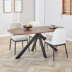 Industriële Eettafels|Houten Eettafels-Dimehouse Eettafel deens ovaal Paris walnoot finish 160x100 cm - Hout - Bruin