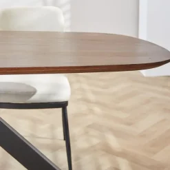 Industriële Eettafels|Houten Eettafels-Dimehouse Eettafel deens ovaal Paris walnoot finish 180x100 cm - Hout - Bruin
