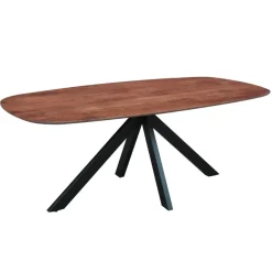 Industriële Eettafels-Dimehouse Eettafel deens ovaal Paris walnoot finish 240x100 cm - Hout - Bruin