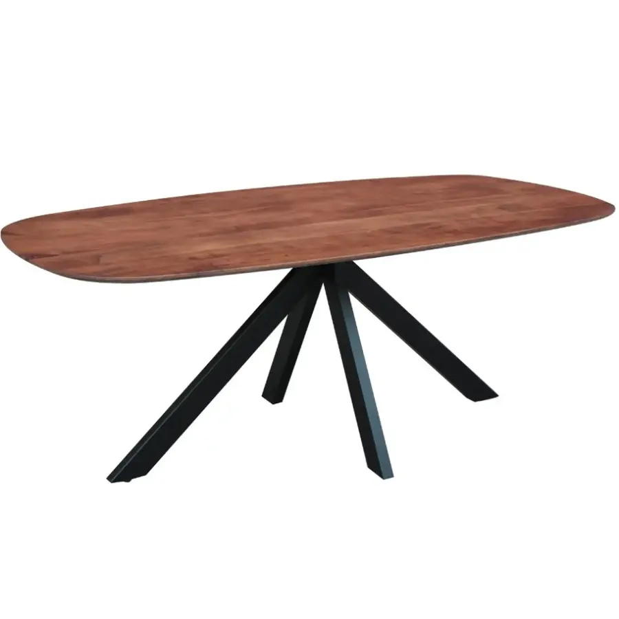 Industriële Eettafels-Dimehouse Eettafel deens ovaal Paris walnoot finish 240x100 cm - Hout - Bruin