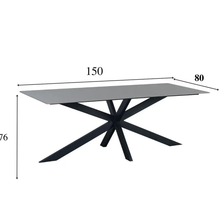 Dimehouse Eettafel Edin 170x90 cm marmerlook grijs - Stoneware - Grijs