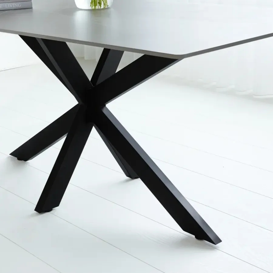 Dimehouse Eettafel Edin 230x100 cm marmerlook grijs - Stoneware - Grijs