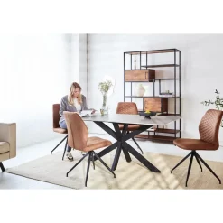 Dimehouse Eettafel Edin 230x100 cm marmerlook grijs - Stoneware - Grijs
