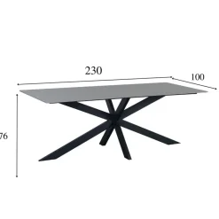 Dimehouse Eettafel Edin 230x100 cm marmerlook grijs - Stoneware - Grijs