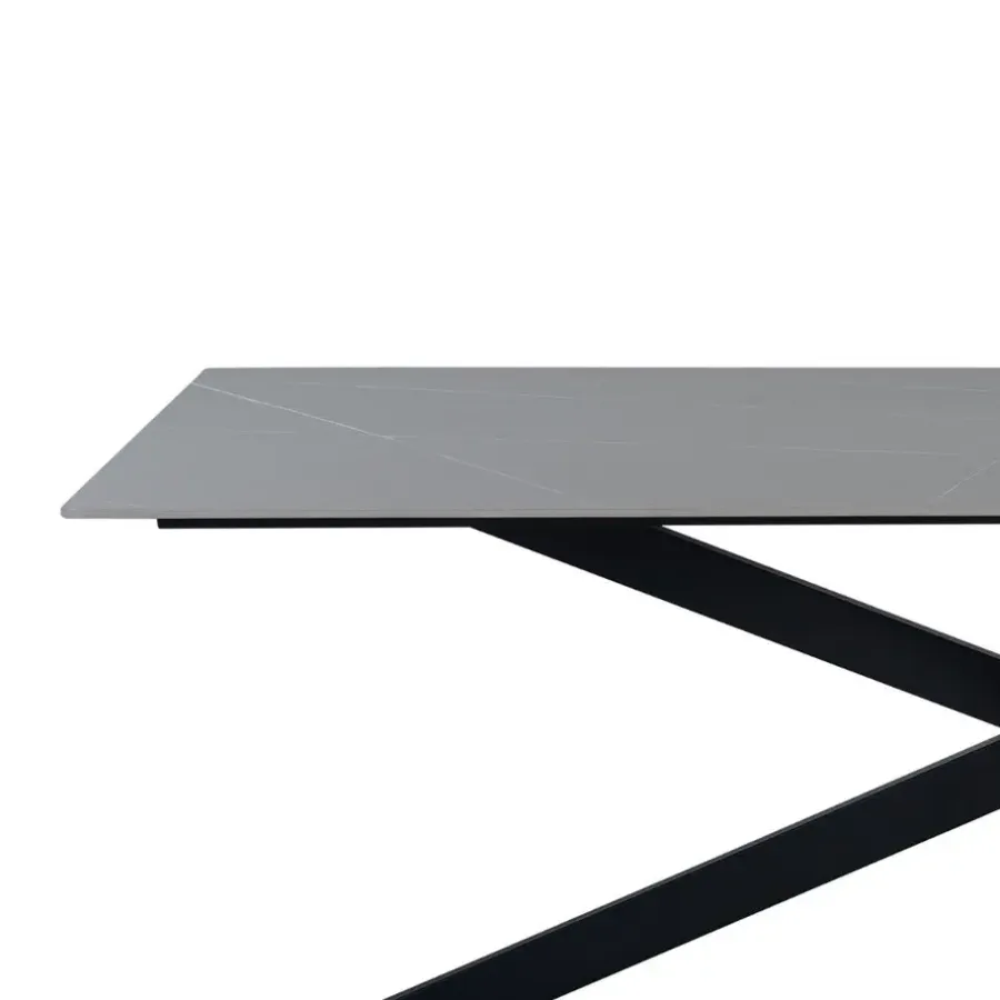Dimehouse Eettafel Edin 230x100 cm marmerlook grijs - Stoneware - Grijs