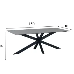 Dimehouse Eettafel Edin 230x100 cm marmerlook grijs - Stoneware - Grijs