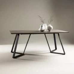 Rechthoekige Eettafels|Industriële Eettafels-Fjôrd Eettafel Eiken Hout Zwart - 180x90x75cm - Marina