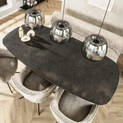Ovale Eettafels-Giga Living Eettafel Grijs Staal - 215x105x77cm - Metallic