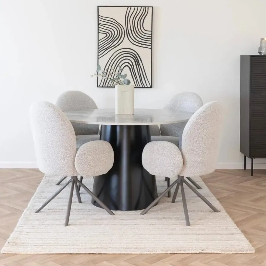 Ronde Eettafels-House Nordic Eettafel Grijs/Zwart - Rond - 120x120x75cm - Brito