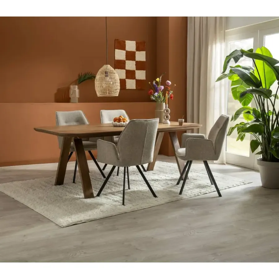 Rechthoekige Eettafels-Leen Bakker Eettafel Mandy - mangohout - 75x200x94cm