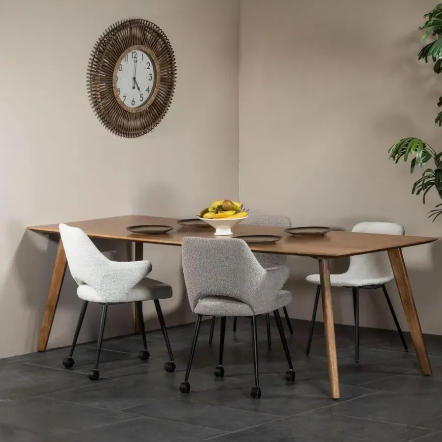 Giga Meubel Eettafel Naturel - 240x90x76cm - Mangohout - Tafel Oslo