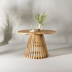 Ronde Eettafels-Fjôrd Eettafel Naturel Acaciahout - 120x120x75cm - Lumpur