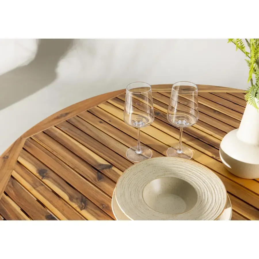 Ronde Eettafels-Fjôrd Eettafel Naturel Acaciahout - 120x120x75cm - Lumpur