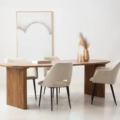 Ovale Eettafels-Giga Meubel Eettafel Naturel Mangohout - 4-6 Personen - 180x90x76cm - Aya
