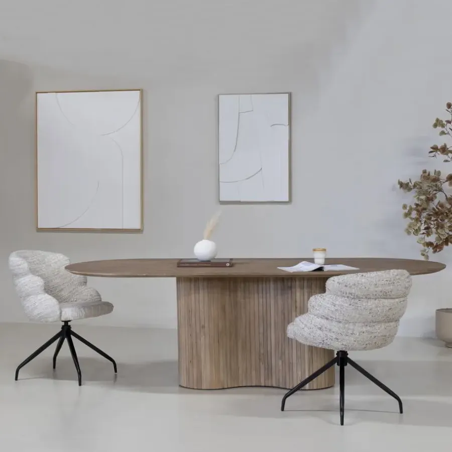 Ovale Eettafels-Giga Meubel Eettafel Naturel Mangohout - 240x100x77cm - Ava