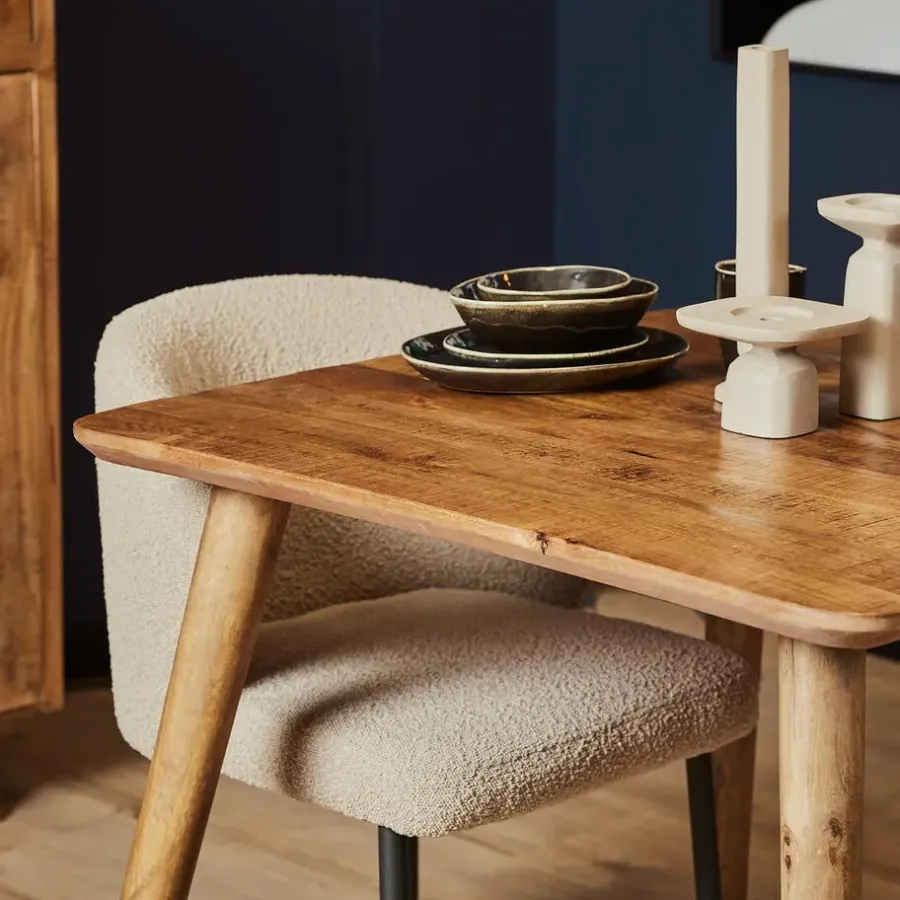 StarFurn Eettafel Naturel Mangohout - 90x90x76cm - Omaha