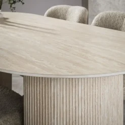 Ovale Eettafels-Giga Living Eettafel Ovaal - Travertin Beige - 180x90x77cm - Arch