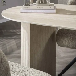 Ovale Eettafels-Giga Living Eettafel Ovaal - Travertin Beige - 180x90x77cm - Arch