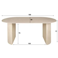 Ovale Eettafels-Giga Living Eettafel Ovaal - Travertin Beige - 180x90x77cm - Arch