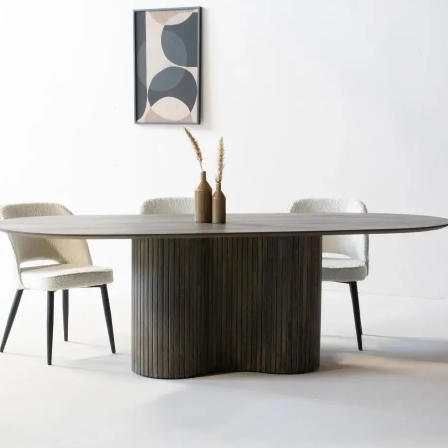 Giga Meubel Eettafel Ovaal 240cm - Bruin - Hout - Eettafel Ava