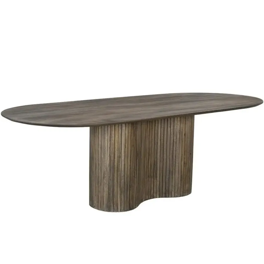 Giga Meubel Eettafel Ovaal 240cm - Bruin - Hout - Eettafel Ava