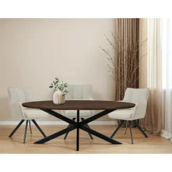 Ovale Eettafels-Livingfurn Eettafel Ovaal 240cm - Bruin Mangohout - Matrix-poot - Jesper