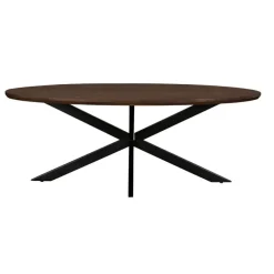 Ovale Eettafels-Livingfurn Eettafel Ovaal 240cm - Bruin Mangohout - Matrix-poot - Jesper
