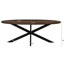 Ovale Eettafels-Livingfurn Eettafel Ovaal 240cm - Bruin Mangohout - Matrix-poot - Jesper