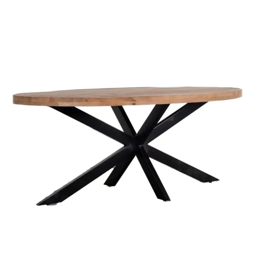 Ovale Eettafels-Giga Meubel Eettafel Ovaal 220cm - Mangohout Naturel - Matrix-Poot - Mansour