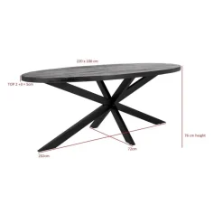 Ovale Eettafels-Giga Meubel Eettafel Ovaal 220cm - Mangohout Naturel - Matrix-Poot - Mansour