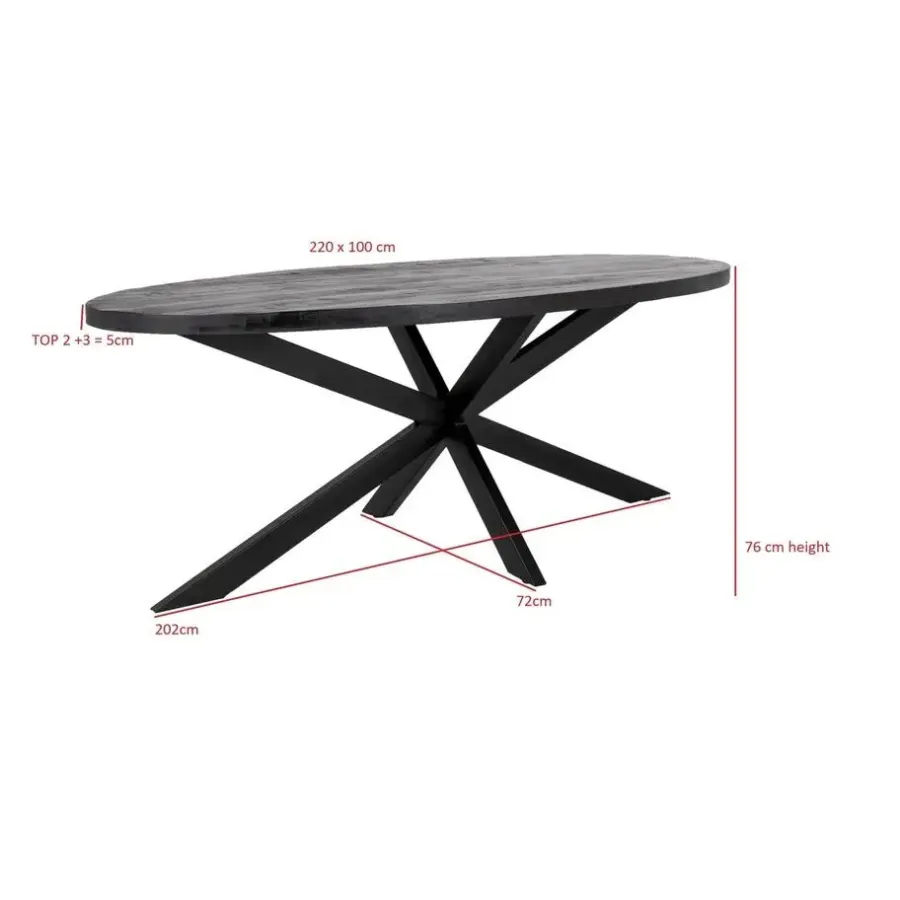 Ovale Eettafels-Giga Meubel Eettafel Ovaal 220cm - Mangohout Naturel - Matrix-Poot - Mansour