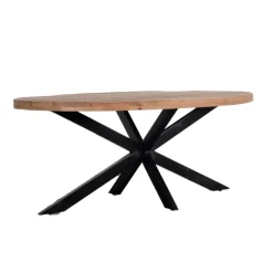 Houten Eettafels|Ovale Eettafels-Giga Meubel Eettafel Ovaal 240cm - Mangohout Naturel - Matrix-Poot - Mansour