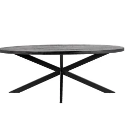 Giga Meubel Eettafel Ovaal 200cm - Mangohout Zwart - Matrix-Poot - Mansour