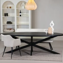 Giga Meubel Eettafel Ovaal 200cm - Mangohout Zwart - Matrix-Poot - Mansour