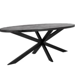 Giga Meubel Eettafel Ovaal 200cm - Mangohout Zwart - Matrix-Poot - Mansour
