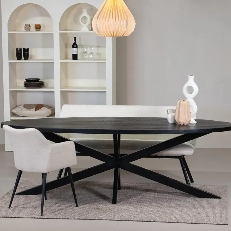 Ovale Eettafels-Giga Meubel Eettafel Ovaal 240cm - Mangohout Zwart - Matrix-Poot - Mansour