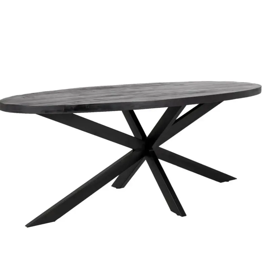 Ovale Eettafels-Giga Meubel Eettafel Ovaal 240cm - Mangohout Zwart - Matrix-Poot - Mansour